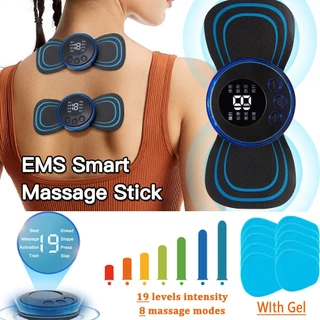 Visor LCD EMS Massageador De Pescoço 8 Modo Estimulador Muscular Gel Alívio Cervical Dor Relaxamento Massagem De Costas Patch Do Ombro