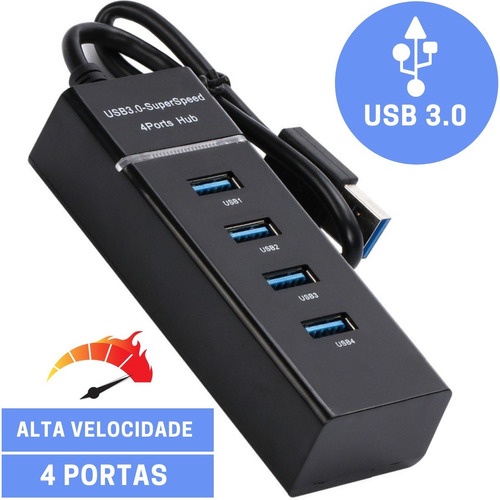 Hub Usb 3.0 Extensor 4 Portas 30cm High Speed HD Pen Drive