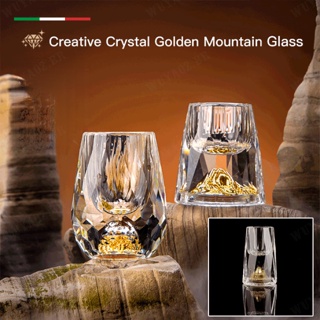 Criativa Copa Moutai De Folha De Ouro Cristal Gold Mountain White Cup Com Caixa De Presente