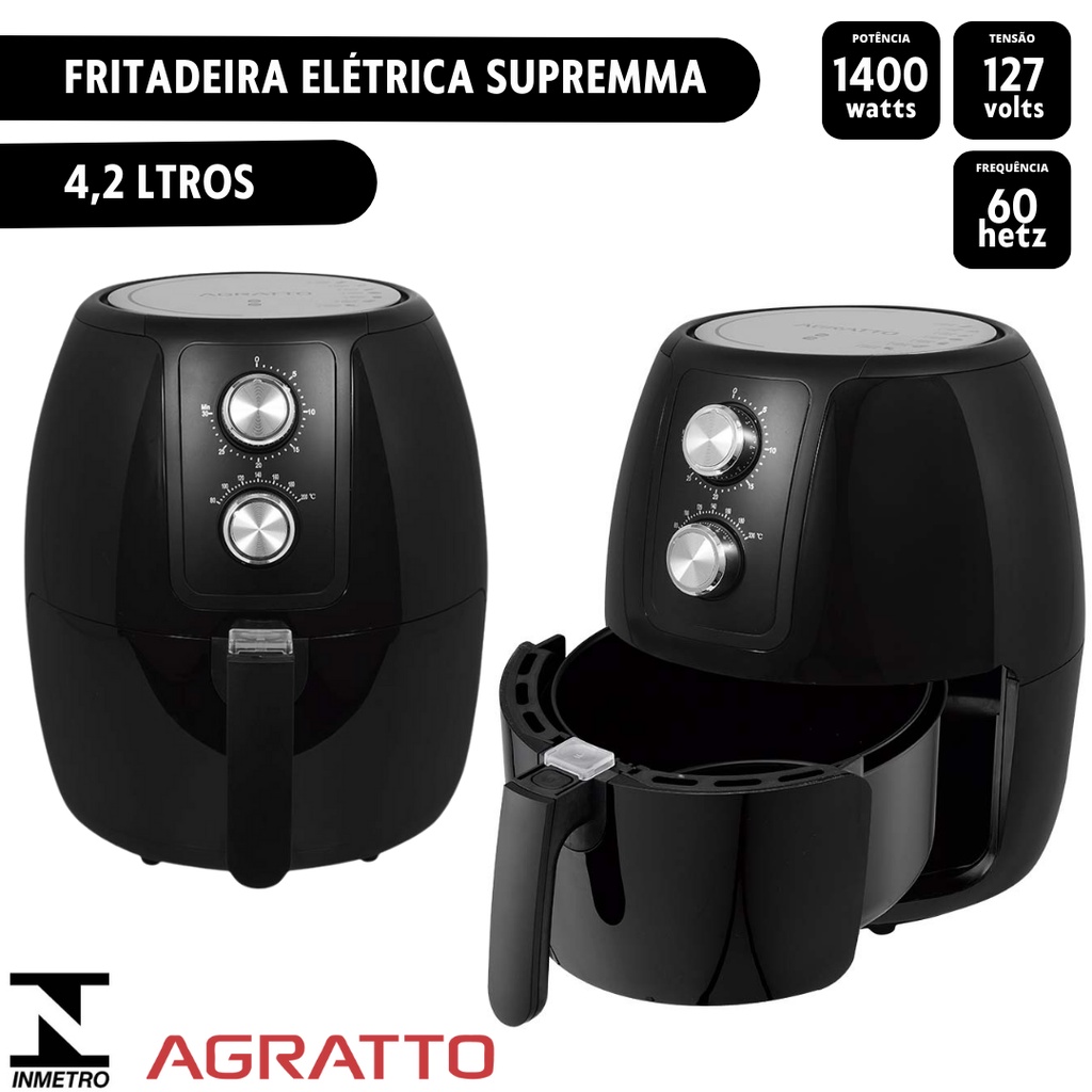 AIR FRYER 200V Supremma 3.6L Red Agratto Electric Deep Fryer