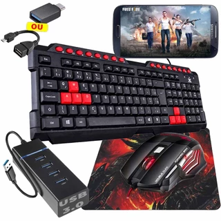 Kit Mobilador Gamer Com hub 3.0 Sem Delay Teclado Multimídia Mouse Led e Pad Speed em Oferta na Shopee