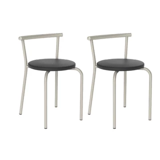Conjunto 2 Banquetas 105 Tubo Prata Napa Preta Carraro