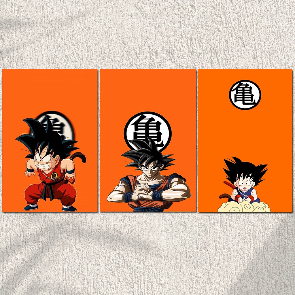 Kit 3 Quadros Dragon Ball Z Anime Desenho Decoração Molduras