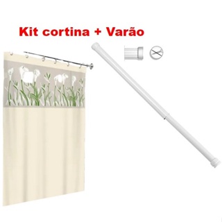 Kit Suporte para Banheiro 60 x 90cm + Cortina Copo de Leite