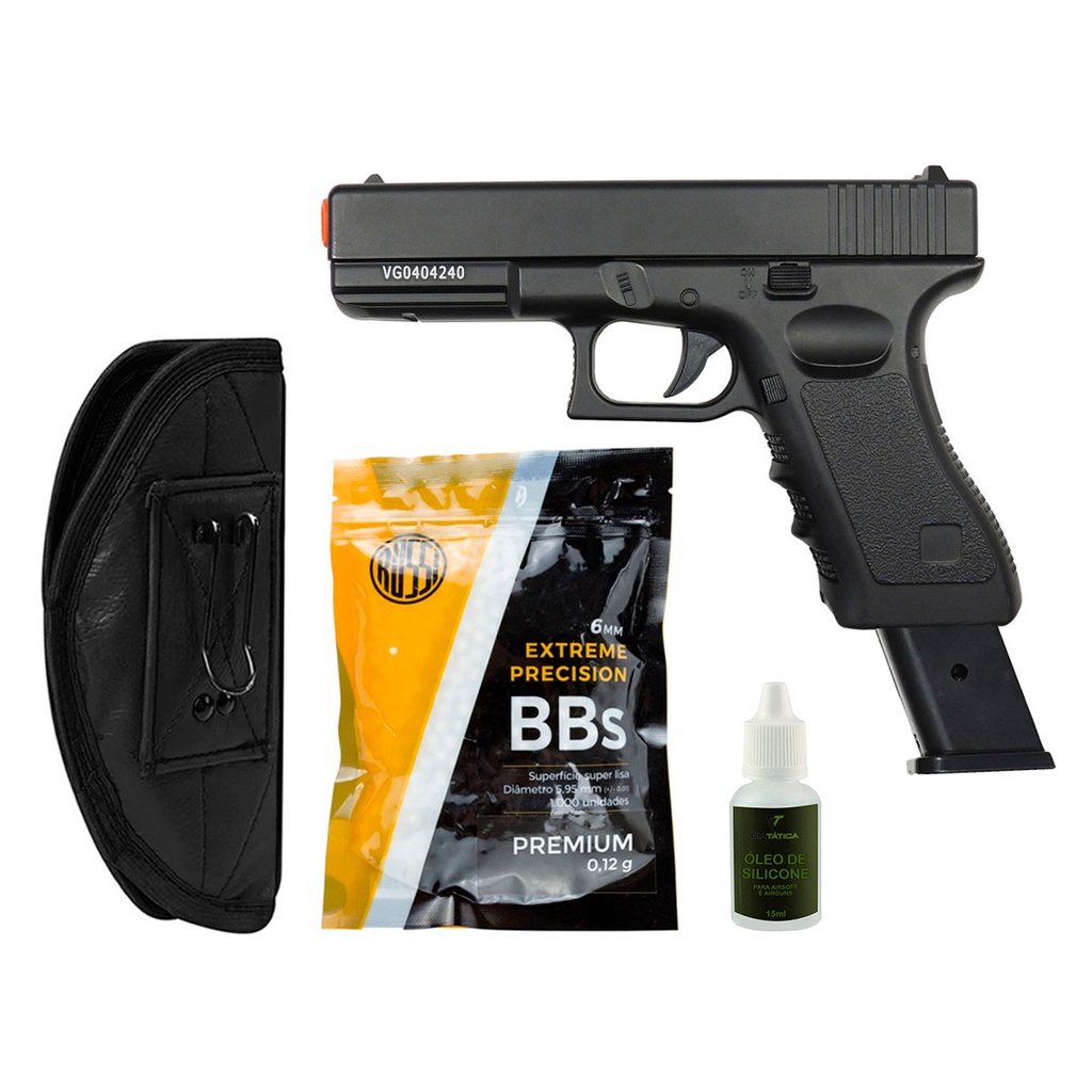 Pistola Airsoft Full Metal Spring Glock Gk-v20 6mm + 1000 Bb