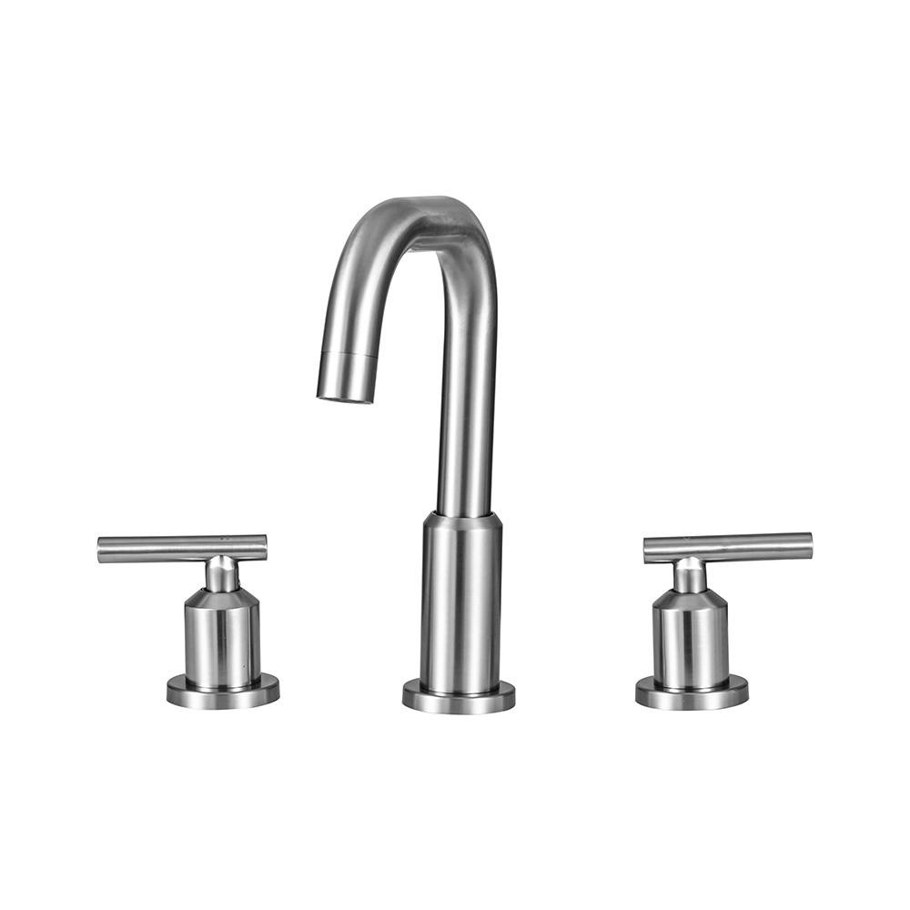 Torneira Para Banheiro Inox Misturador Duplo Comando Tefé Pingoo - Prata Escovado