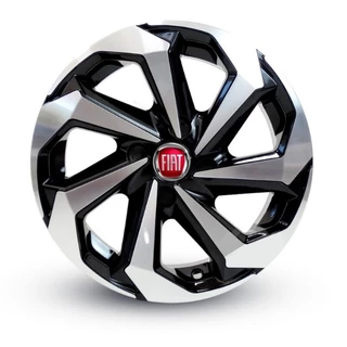 Jogo 4 Calotas Spider Aro 13/14/15 Prata/Preto Fiat Palio Argo Strada Uno Gran Siena Mobi