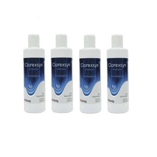 Kit 4 Shampoo Clorexsyn 200ml Antisséptico Para Cães e Gatos