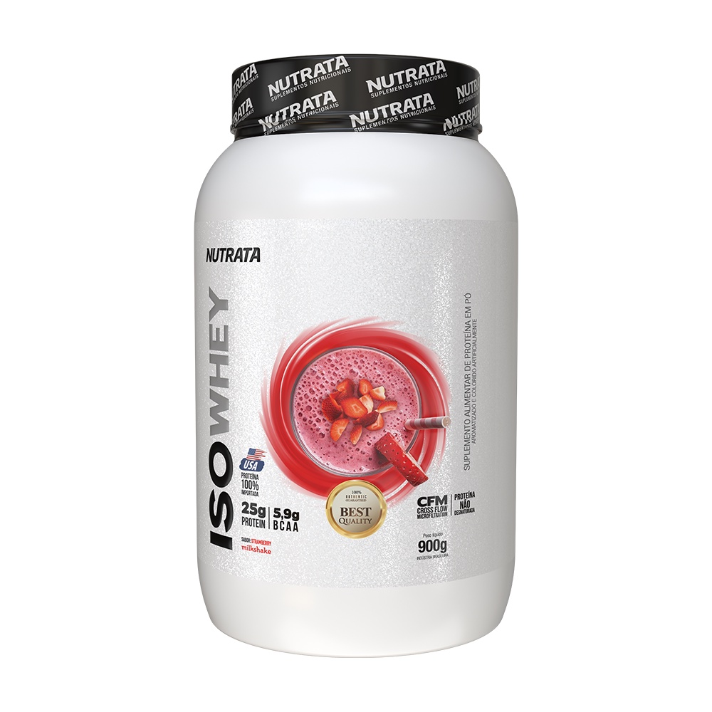 Iso Whey Proteína Isolada 900g Morango – Nutrata