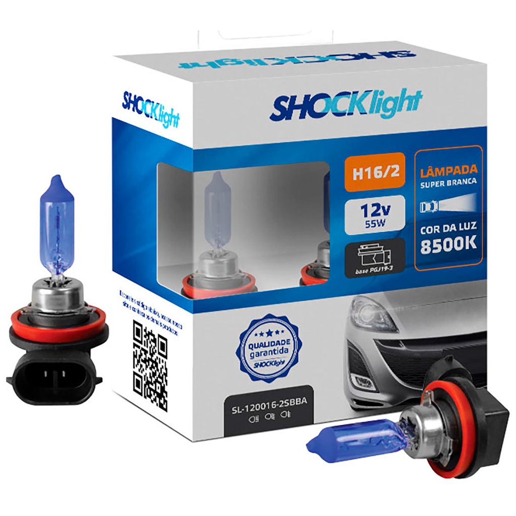 LAMPADA HALOGENA SUPER BRANCA H16/2 12V 19W SHOCKLIGHT | Shopee Brasil