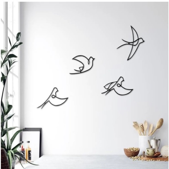 Quadro Vazado De Parede Tema Pássaros Voando Minimalista Em Mdf Preto De 3mm Medidas Shopee Brasil 9887