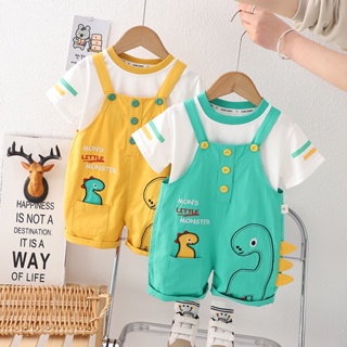 Nova Roupa De Verão Bebê Menina Menino Dinossauro Cartoon Macacão 2Pcs/Set Toddler Casual Kids Tracksuit