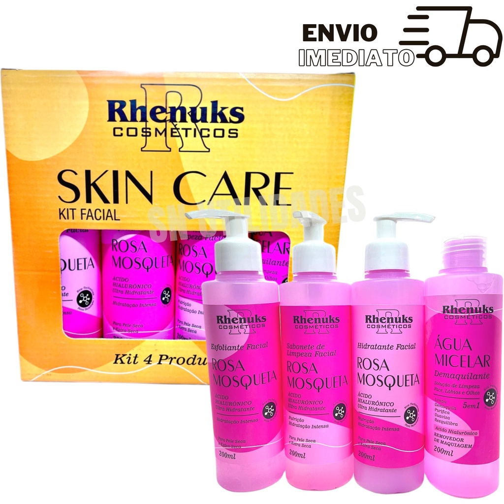 Kit Skin Care Tratamento Facial Rosa Mosqueta 4 Itens Rhenuks | Shopee ...