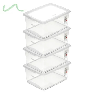 4 Caixa Organizadora Com Tampa Plástico Cristal Ordene 30l