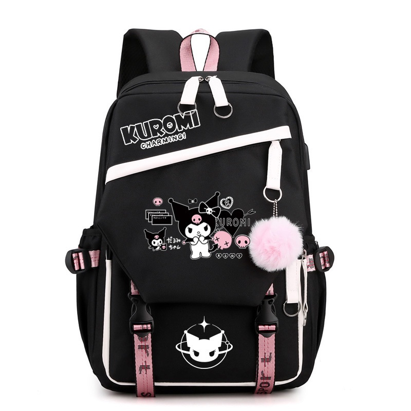 KUROMI MELODY Mochila Feminina Fofa Estudante Grande Capacidade Bolsa Escolar