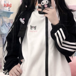 Casaco solto com zíper esportivo gráfico da Sanrio Hello Kitty Kuromi, estilo BF, primavera, outono, beisebol, Y2k 7FYA