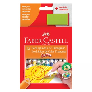 Lápis de Cor Escolar FABER-CASTELL Jumbo Triangular c/ 12 cores + Apontador