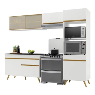 Cozinha Compacta 4 pç c/ Armário e Balcão MP3692 Veneza GW Multimóveis Branca