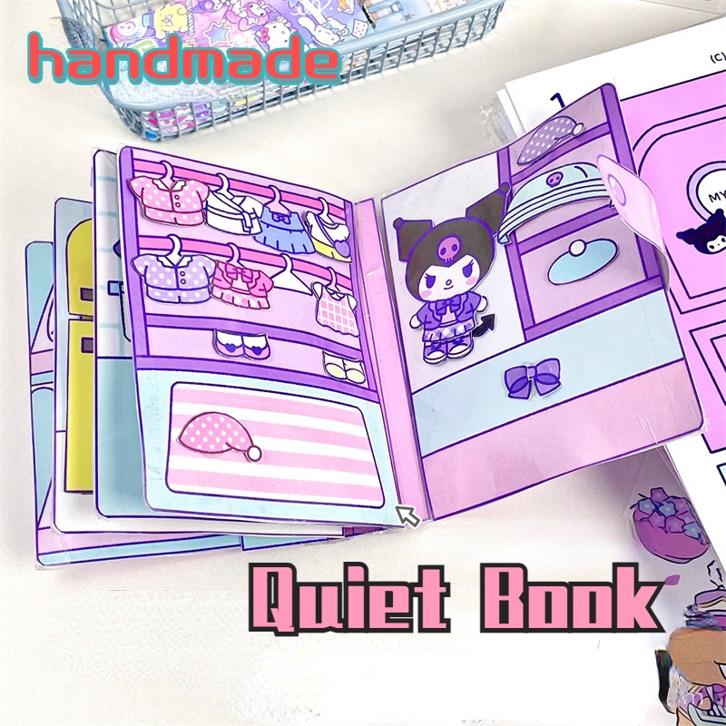 Anime Japonês Pochacco Mini Doll House Shin Chan Papel Sanrio Cinnamoroll Livro Silencioso Kuromi Sticker Set Para Brinquedos Infantis