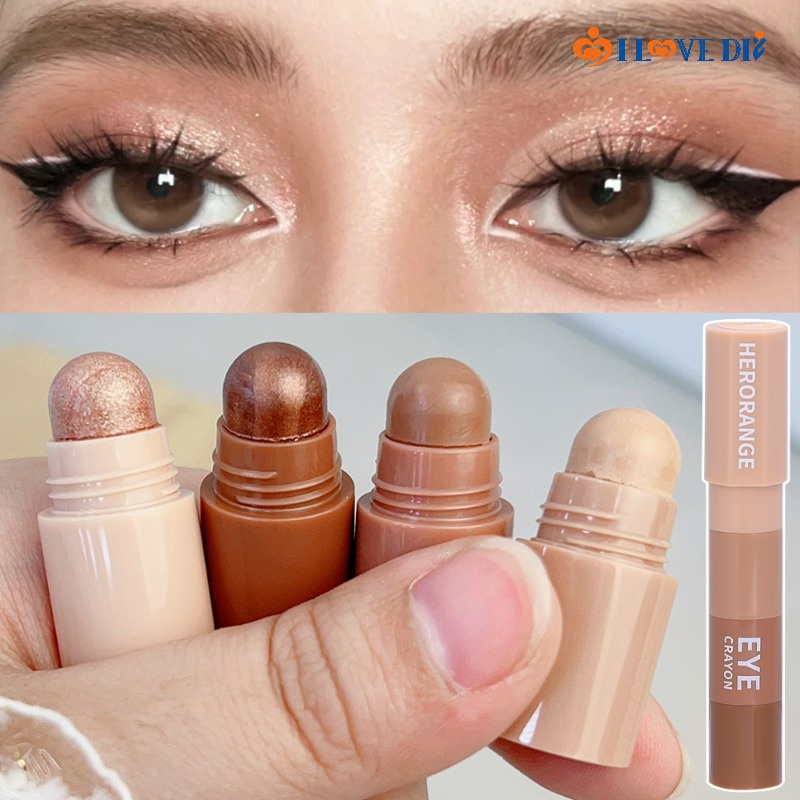 Glitter Shimmer Highlighter Stick/Matte Pearlescent Crayon Eyeshadow Pen/Maquiagem De Beleza Facial Longa Duração À Prova D'água