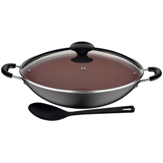 Wok Tramontina Vermont Alumínio com Antiad. Cobre Starflon Max 32 cm 4,5 L Grafite + Colher 27806027