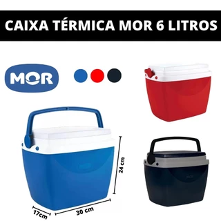 Caixa Térmica Cooler Vermelha Com Alça 6Litros Para Bebidas Lanches Mor