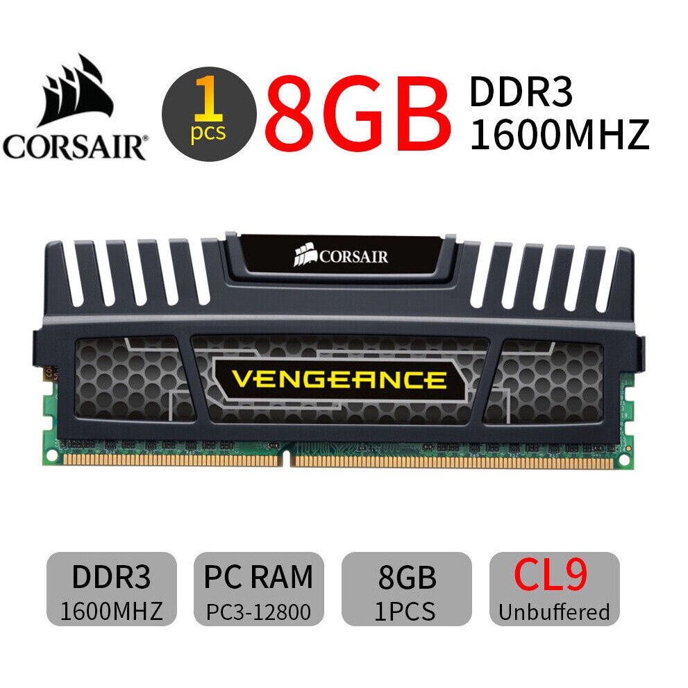 Corsair Vengeance 8GB DDR3 1600MHz CL9 PC3-12800 240Pin Memória De