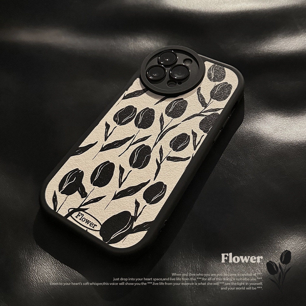 Capa De Telefone Tulipa Preta Com Protetora Para Evitar Queda TPU Silicone Compatível iPhone 11 pro max X Xr Xs 7 8 14 Plus Se 2020 12 13