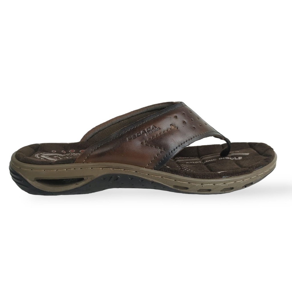 Chinelo Pegada Masculino de Dedo em Couro Pinhão