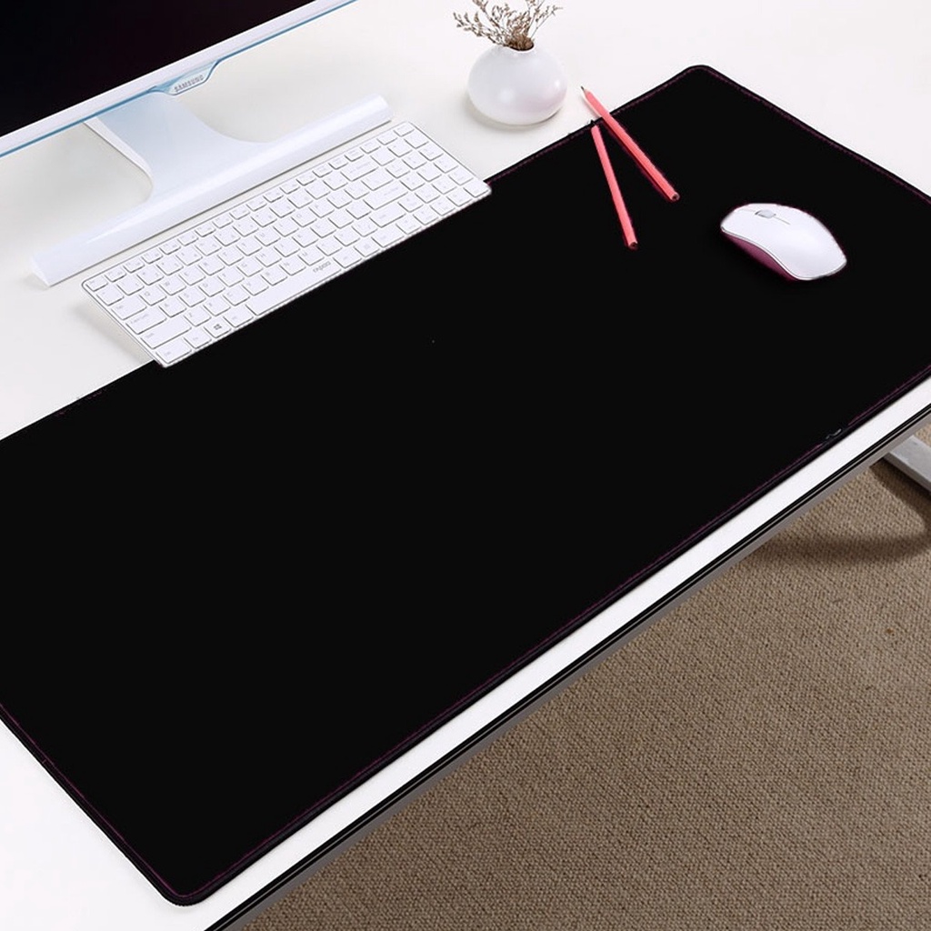 Mouse Pad Gamer Para Jogo Grande Preto Liso Sem Estampa Borda Costurada 70 x 35 cm
