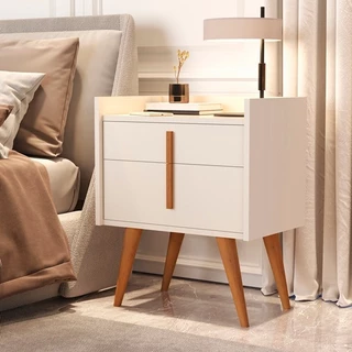 Mesa de Cabeceira Davi 1 Gaveta 1 Porta Pés Palito Off White - JM Casa dos Moveis