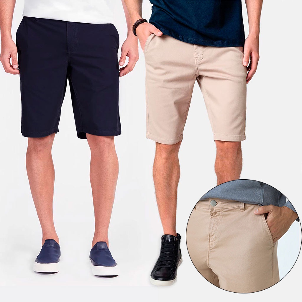 Bermuda Masculina Sarja Algodão Brim Lisa Short Premium Moda