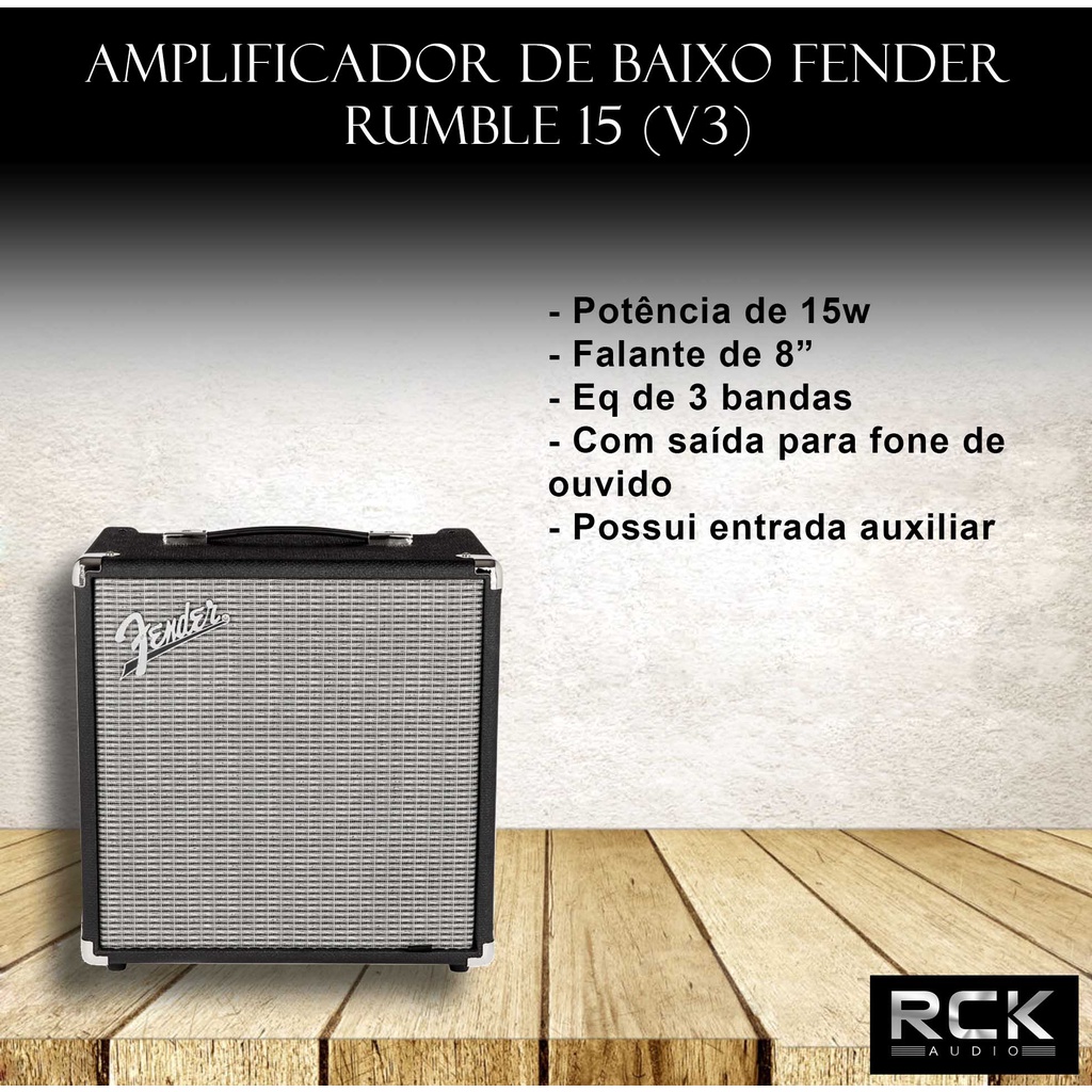 Amplificador de Baixo Fender Rumble 15 (V3) | Shopee Brasil