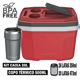 Kit Praia Caixa Térmica 20L Vermelha + Copo Pub Chumbo 500ml em Oferta na Shopee