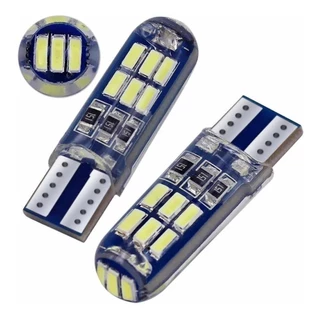 Kit 2 UNI e 10 UNI lampada de led pingo T10 12v 15leds silicone luz Branco