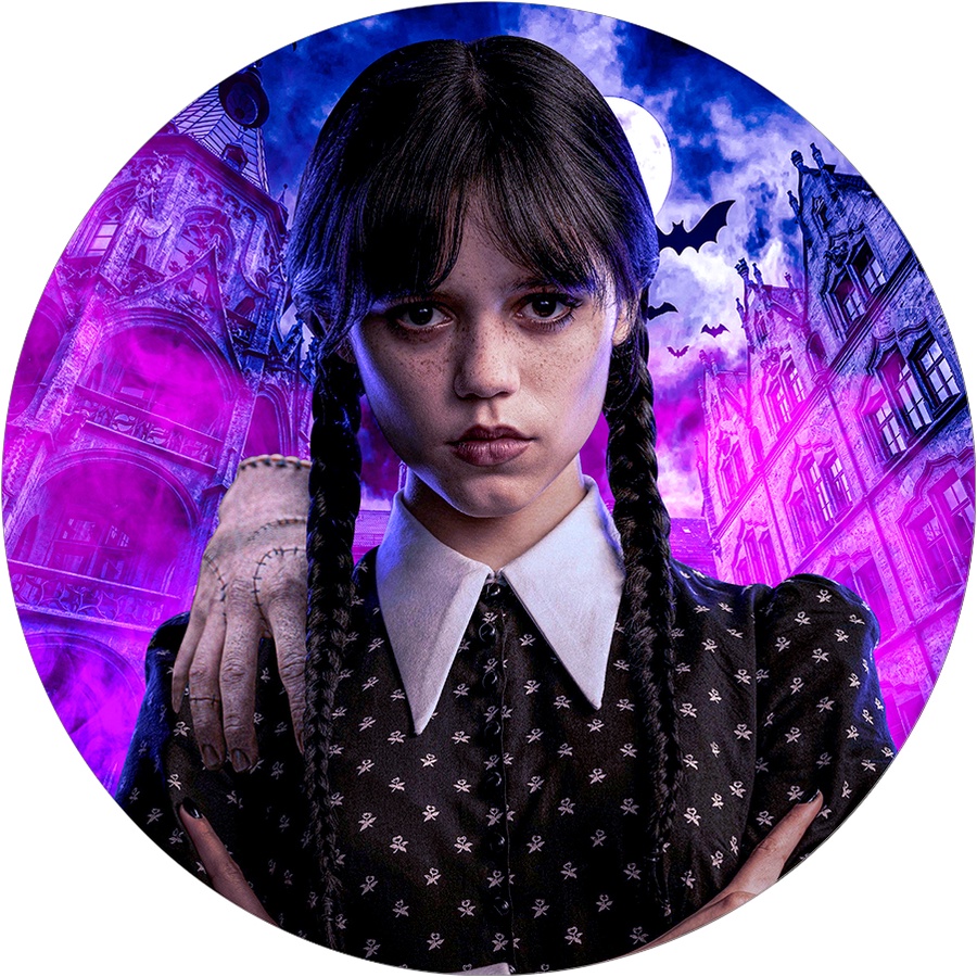 Painel Redondo Tecido Sublimado 3D Wandinha