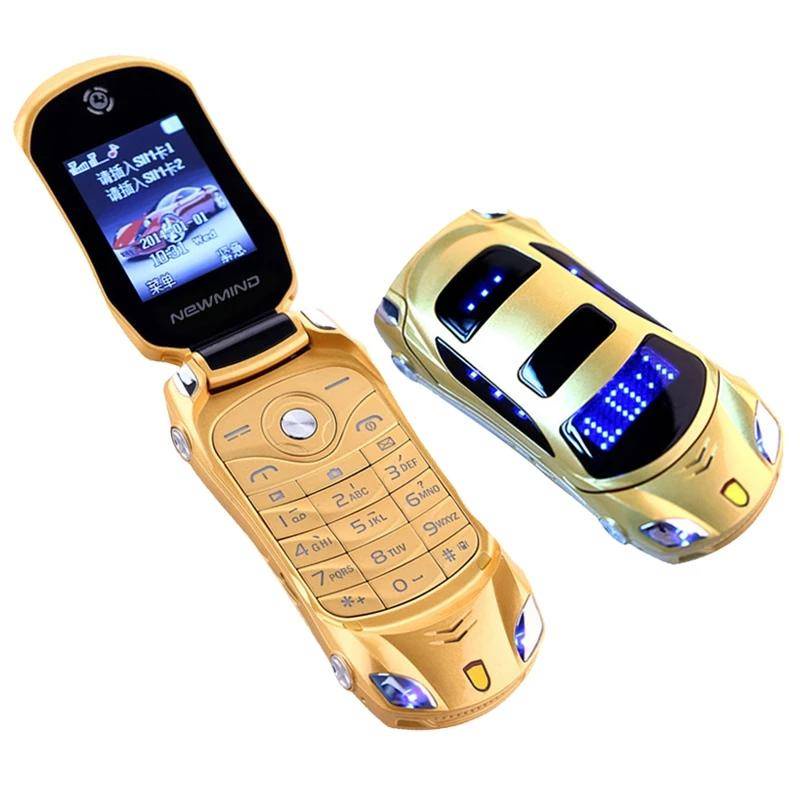 Telefone Celular Original Newmind F15 Desbloqueado Flip Mobile Phone 2G GSM Dual Sim Mini Sport Car Modelo Com Lanterna De Câmera