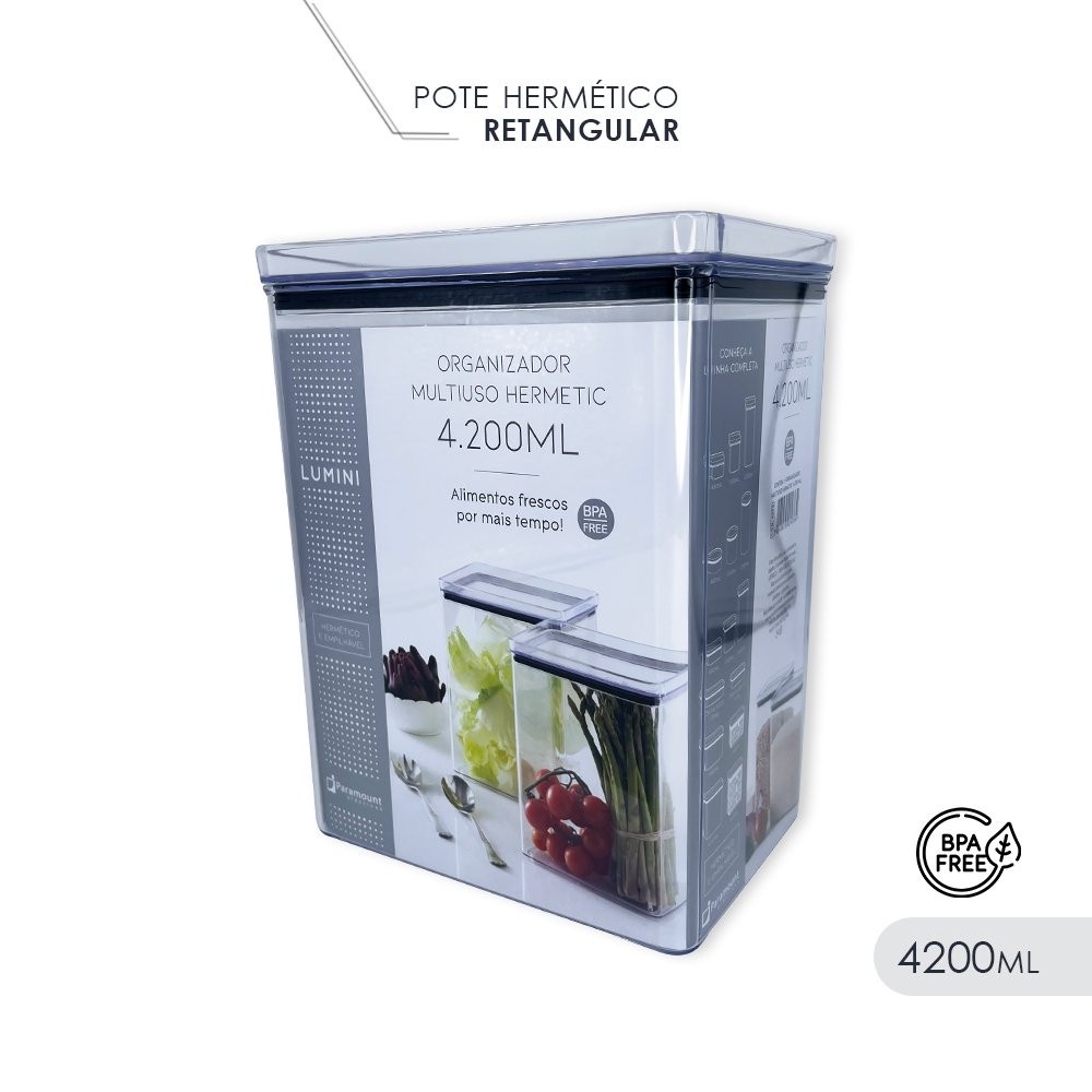 Pote Hermético Empilhável Organiza Despensa Lumini Paramount 4200ml ...