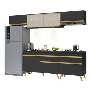 Armário de Cozinha Completa 260cm com Leds Veneza Up Multimóveis V2033