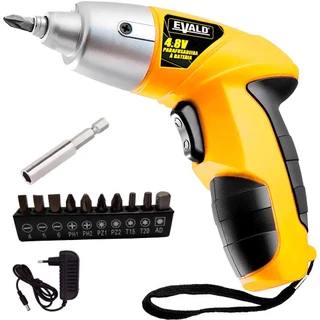 Parafusadeira 4,8V 3Nm Reversível Kit 12 Peças EVS001 EVALD em Oferta na Shopee
