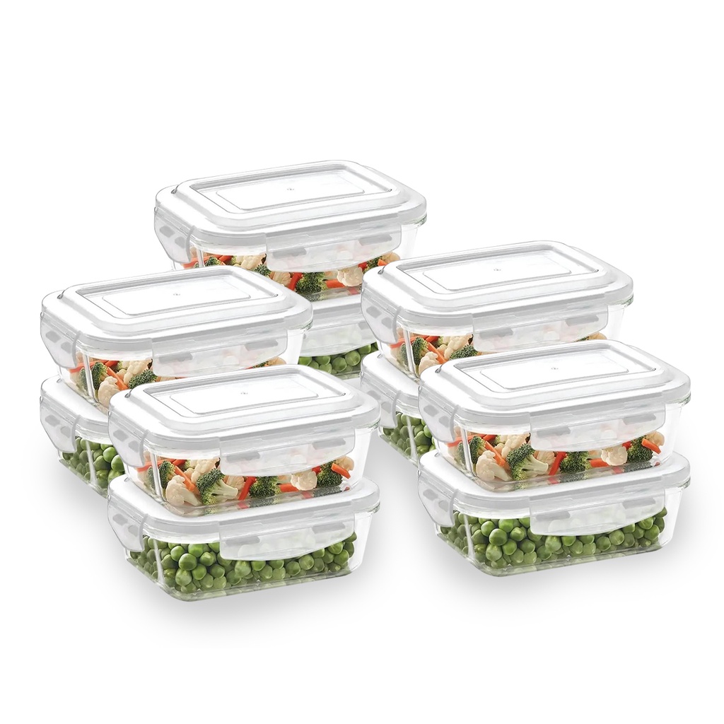 Kit Com 10 Potes De Vidro Com Tampa Hermética 640 Ml