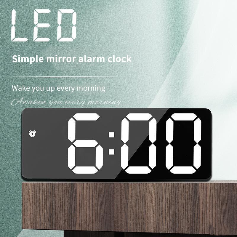 Despertador digital com espelho LED, Snooze Display, Desktop Time, Relógios Eletrônicos