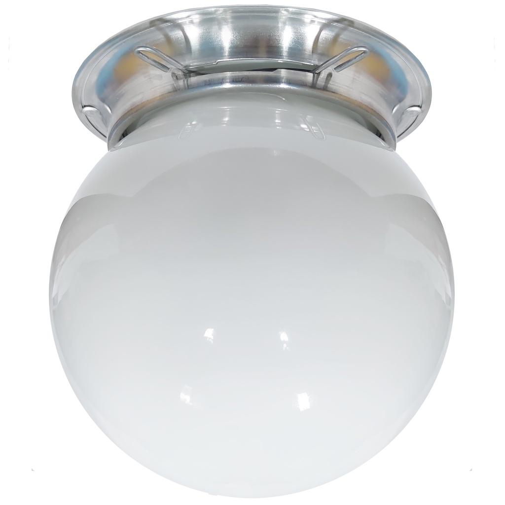 Plafon Colonial Aluminio Natural Globo Leitoso 10x15 Retrô