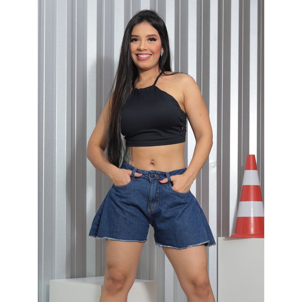 Kit 3 Short Jeans Plus Size Feminino com Lycra Cintura Alta