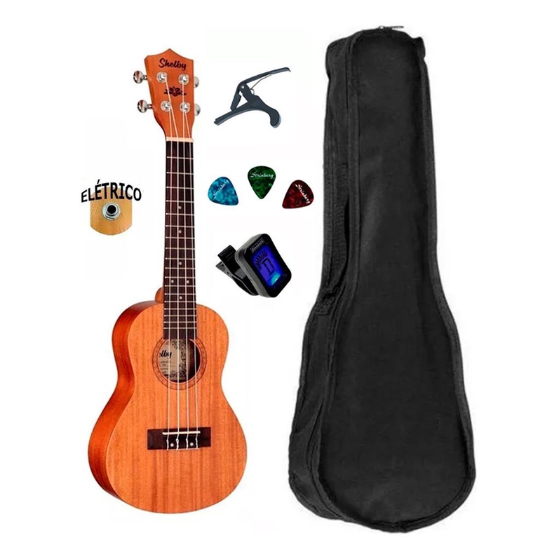 Kit Ukulele Shelby Soprano Su21m Eletrico Capa + Afinador Shopee Brasil
