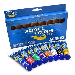 Tinta Acrilica Tela Acrylic Colors Kit 8 Bisnagas 20 Ml