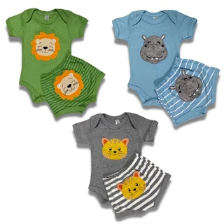 Conjunto de Body e Short Bebe Manga Curta Menino 100% algodão