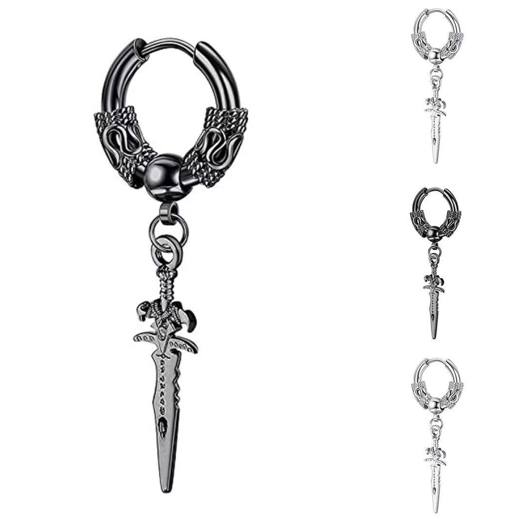 Moda Simples Personalidade Espada Pingente Brincos Para Mulher Homem Prata Preta Geométricos Jóias De Presente Acessórios