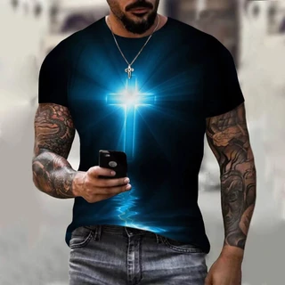 Camisetas Cruz Impressas Em 3D Jesus Fashion Streetwear tops De Manga Curta