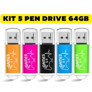 Pacote com 5 Pen drives de 64GB - Atacado